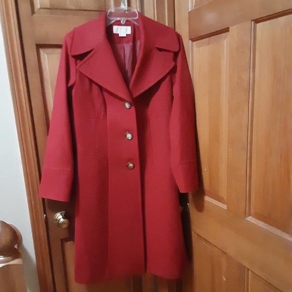 Michael Kors Red Wool Blend Lined Coat - Picture 1 of 7